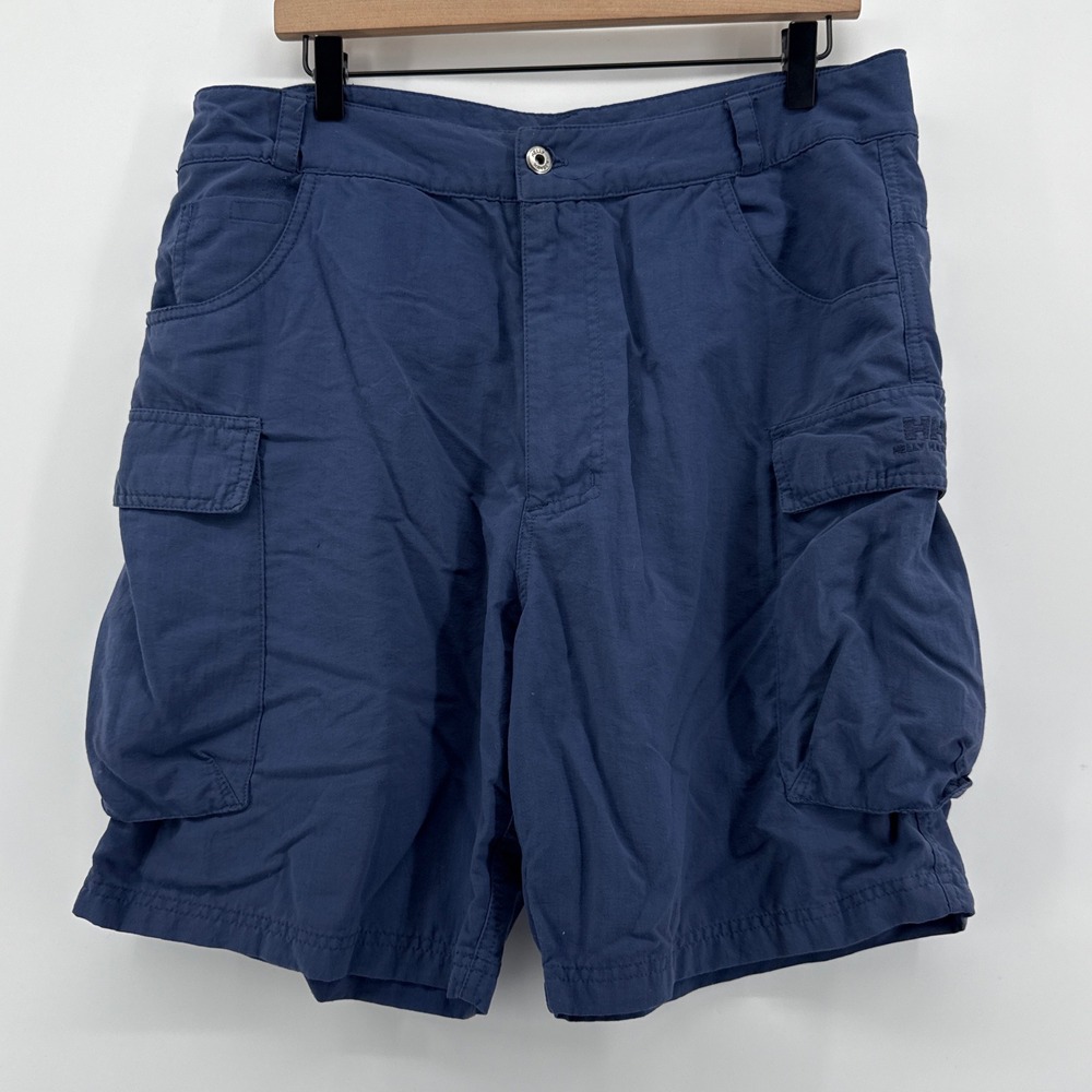 Helly Hansen Mens Cargo Shorts Blue XL Nylon‎ Zip Pockets Casual Outdoor Hiking